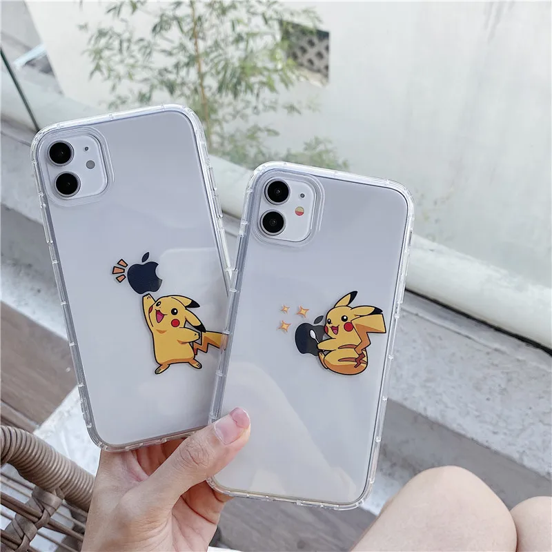 Cute Pokemon Pikachu Phone Cases For iPhone 13 12 11 14 15 16 Pro Max 2023 2024 Case Stitch Cartoon Clear Cover