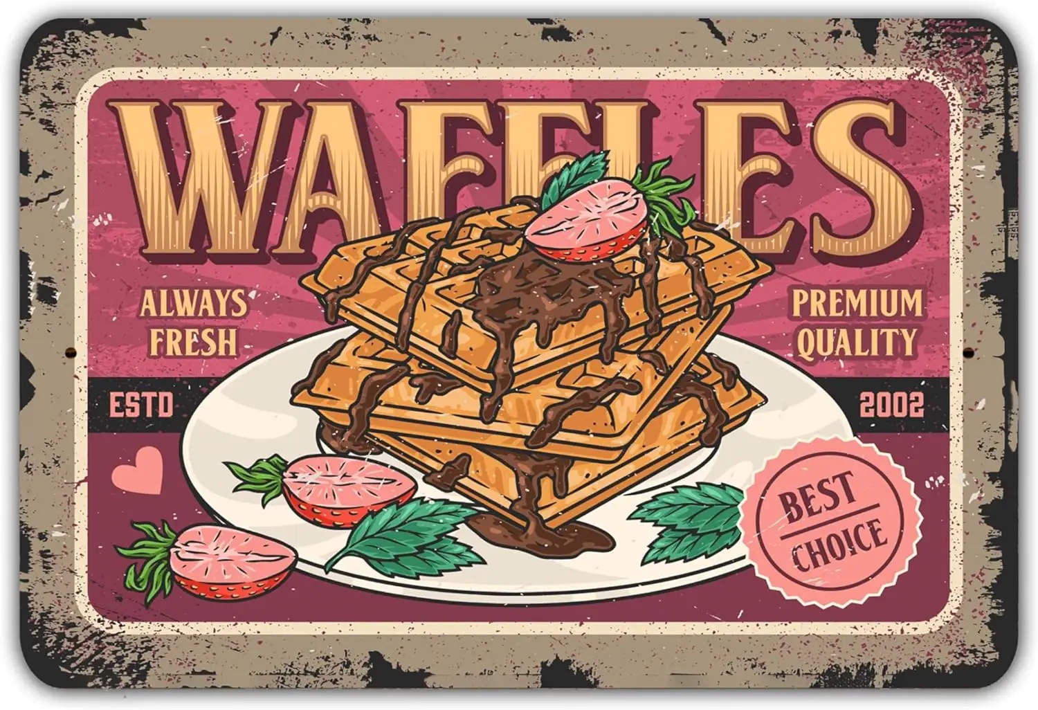 Waffles sign Vintage Retro Rustic Patio Home Decor Gift Metal Print Present Retro Tin Sign 12