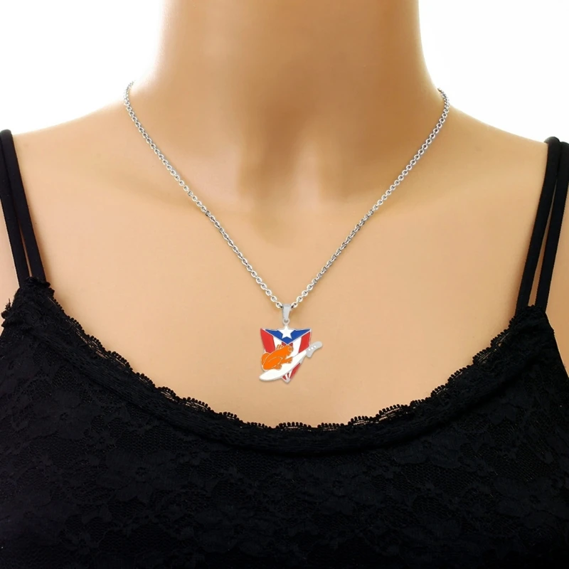 Puerto Rico Map Necklace Stainless Steel Puerto Rico Pendant Necklace