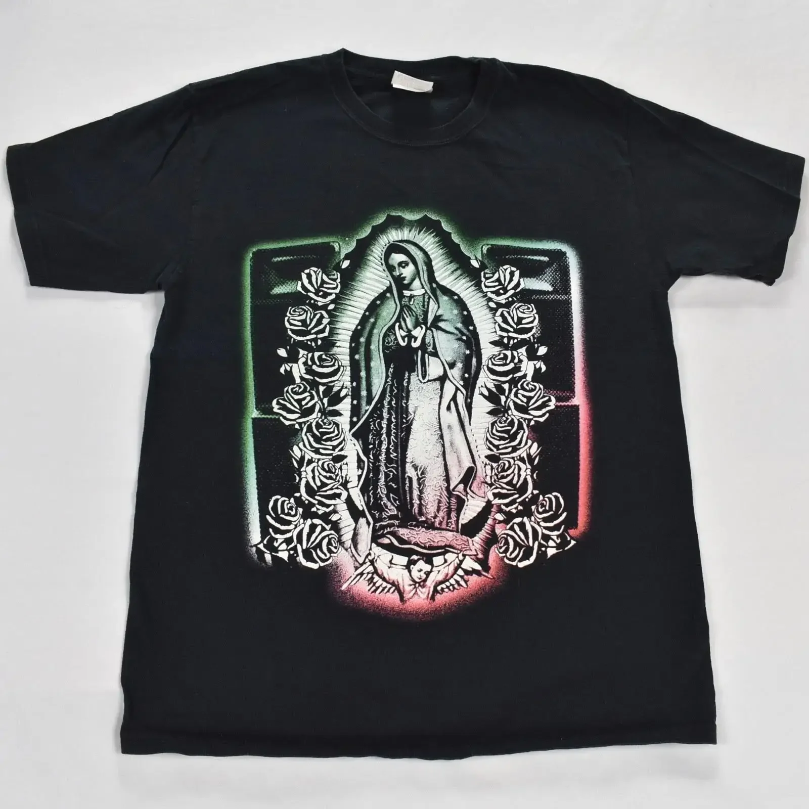 Vintage Our Lady Guadalupe T Shirt Men's M Virgin Mary Speaker Stacks  vintage Washed Unisex graphic streetwear Comfortable