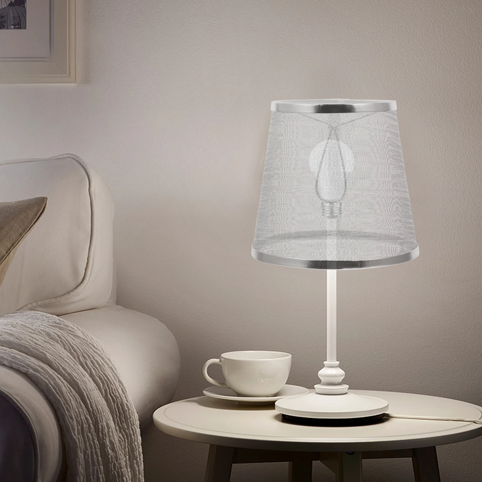 

1 pc Cloth Lamp Shade Silver Premium Soft Skin-Friendly Not Fade Timeless Design Optimal Lighting Decorative Light Cover For