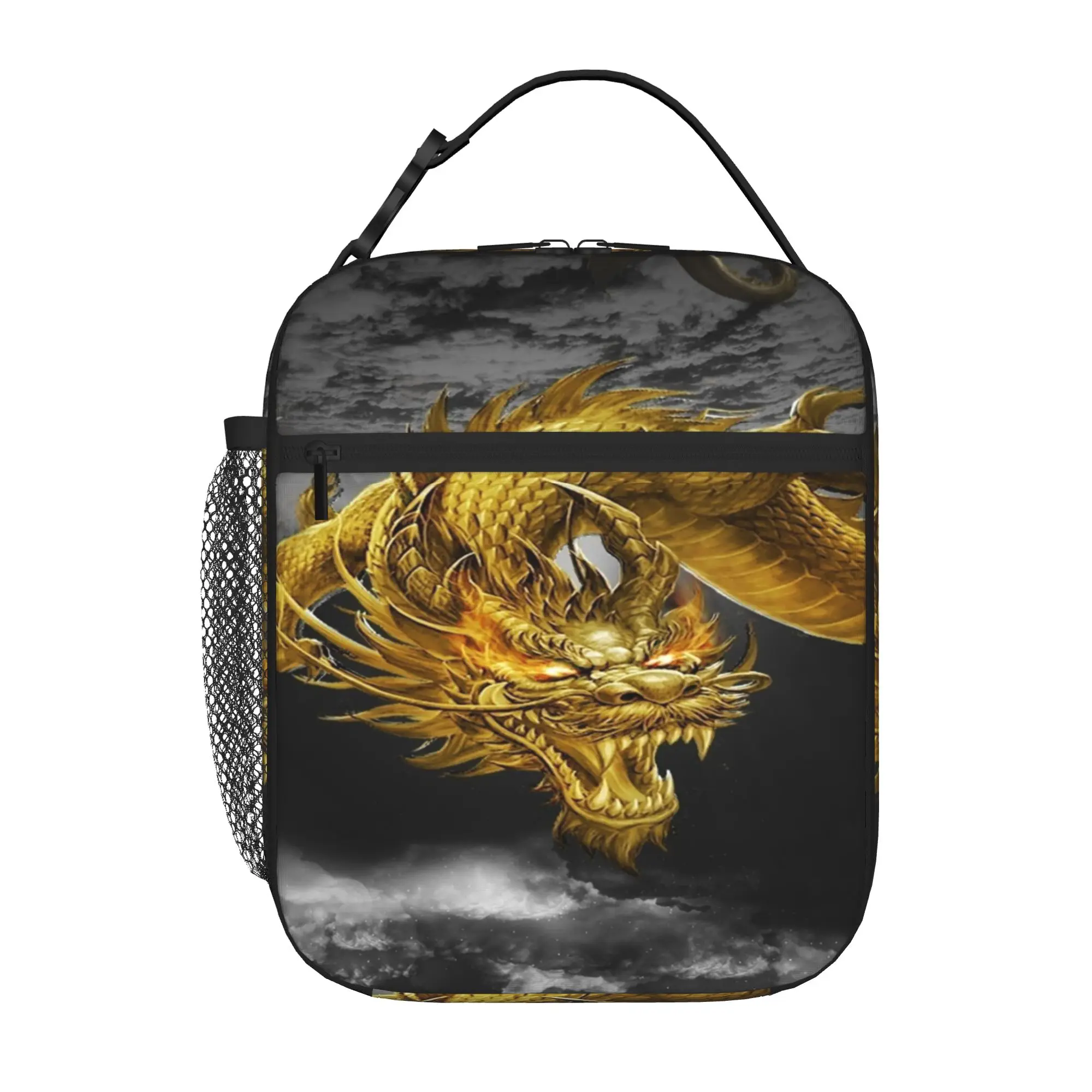 Back to school season  Food Bag Golden Dragon Cloud Oriental Fantasy Art Fashion Cool Daily Leakproof Lunch Bag