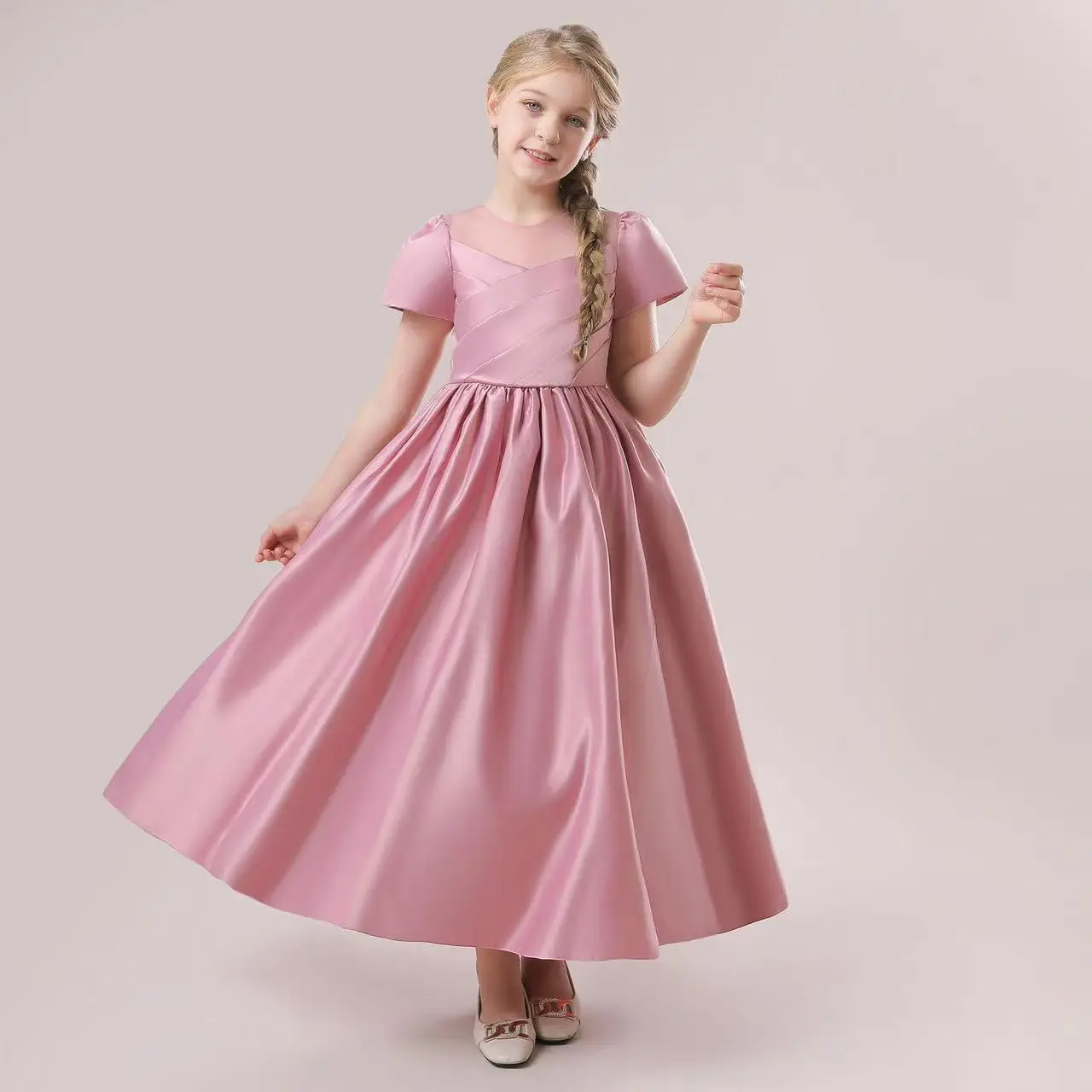 

2025 New Elegant Dresses For Girls Wedding Party Gown White First Communion Ceremony Long Evening Dress Kids Summer Clothes