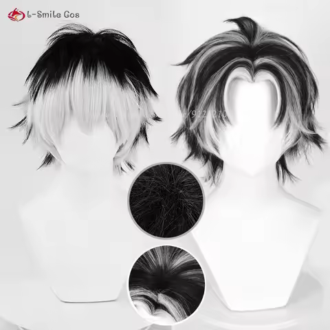 2 Styles Anime Kotaro Bokuto Cosplay Wig Silver White Black 30cm Short Wig Heat Resistant Synthetic Hair Halloween Party Wigs