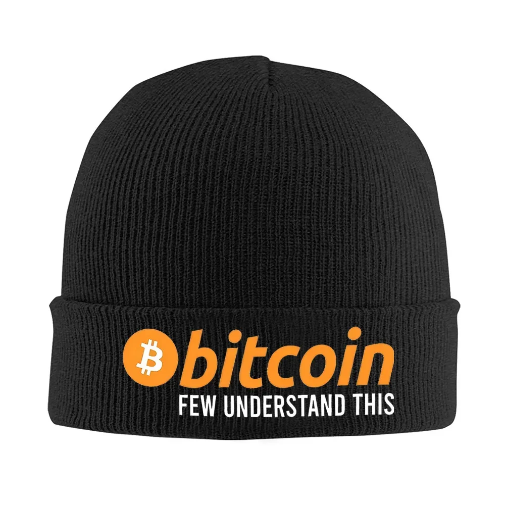 2026 Bitcoin logo orange,text few understand Men Women Unisex Knitted Hat Beanie Pullover Cap Winter Thermal Warm Christmas Outd