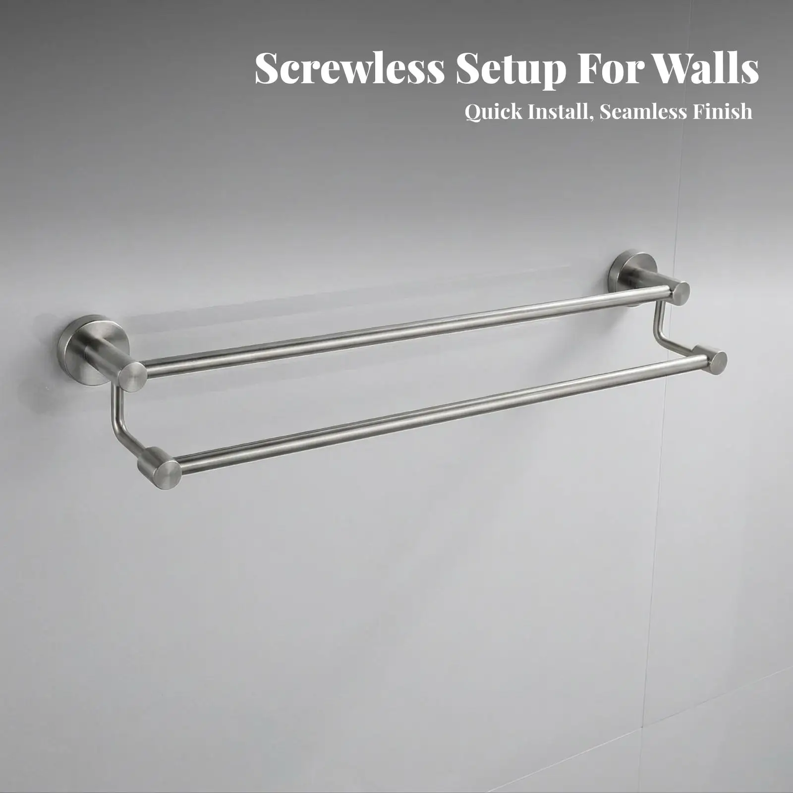 Screwless Towel Rack with Shelf Rustproof Stainless Steel, Wall-Mounted Towel Rack, for Powder Room
