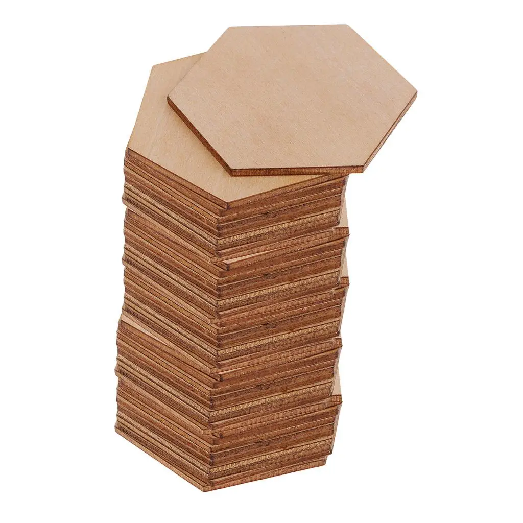 00/200 Pieces 2mm Thick Premium Quality Natural Wood MDF Wood Hexagon Shapes