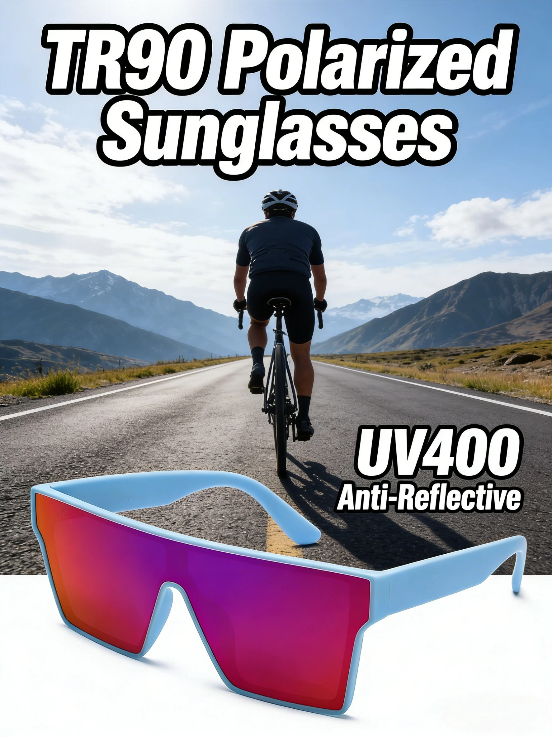 

Унисекс солнцезащитные очки TR90 с поляризацией, увеличенного размера, с защитой от ультрафиолета UV400 и антибликовым покрытием для занятий спортом на открытом воздухе и велоспорта