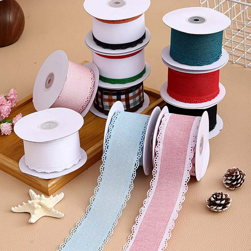 62MM Fine Linen Wavy Edge Ribbon DIY Handmade Hair Accessories Clothing Bow Material Gift Packaging Craft Ribbons
