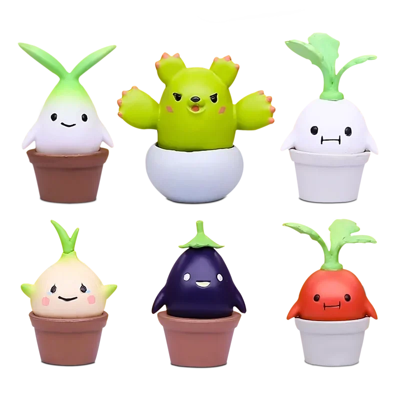 STASTO Gashapon Mandrake Potted Plant Man of Magic Creatures Garlic Eggplant Radish Cactus Capsule Toy Figure Collect Ornament