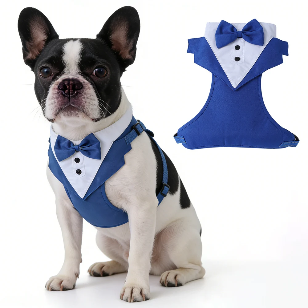

Dog Tuxedo Harness Adjustable Dog Harness No Pull for Small Medium Large Dogs Male Dogs Wedding Suit with Bow Tie Party Costume