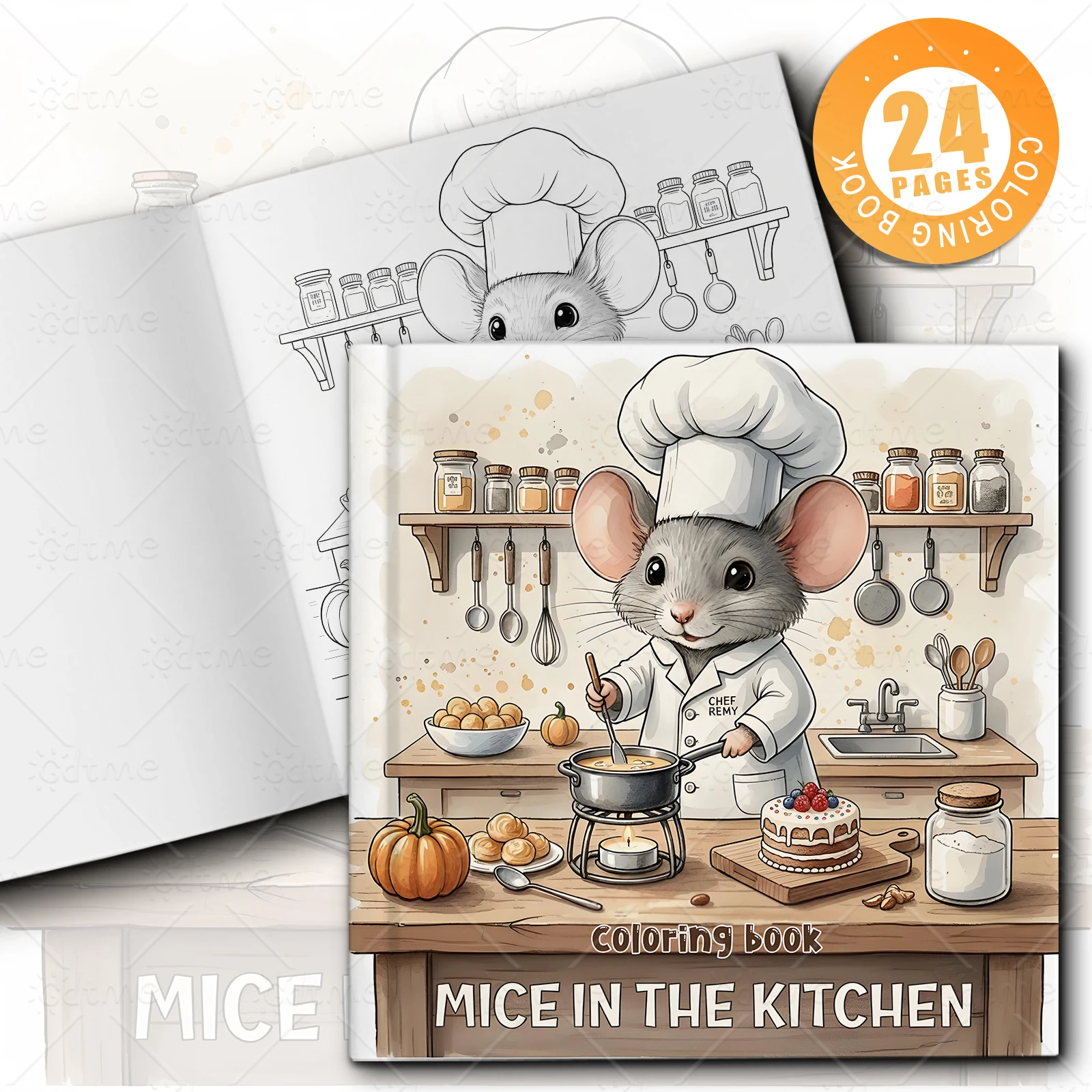 MICE IN THE KITCHEN Bold-easy Patterns Coloring Book for Adults Cute Drawing Book Perfect Gift for Party and Birthday