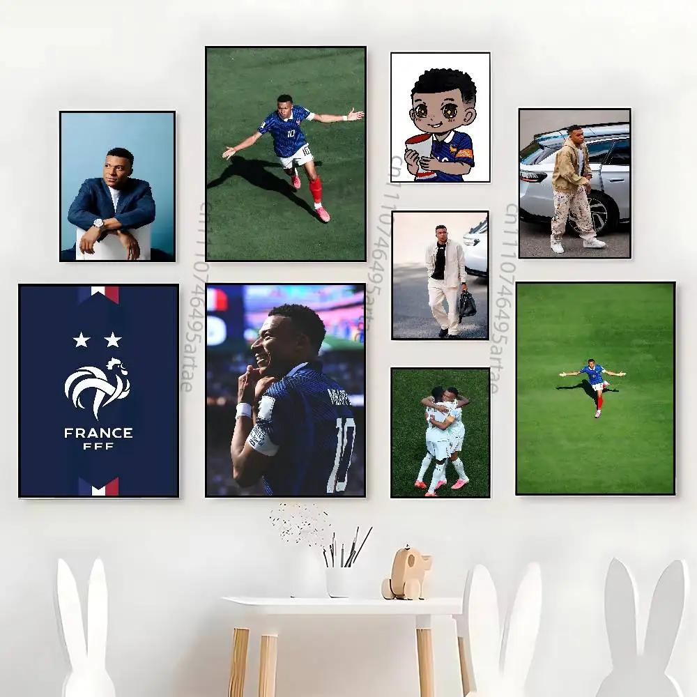 2026K-KylianM-Mbappé France Football Le Gamin de Bondy Artiste Peinture sur toile pour Salon Décoration Maison Poster Cadeaux Fans - Sans cadre