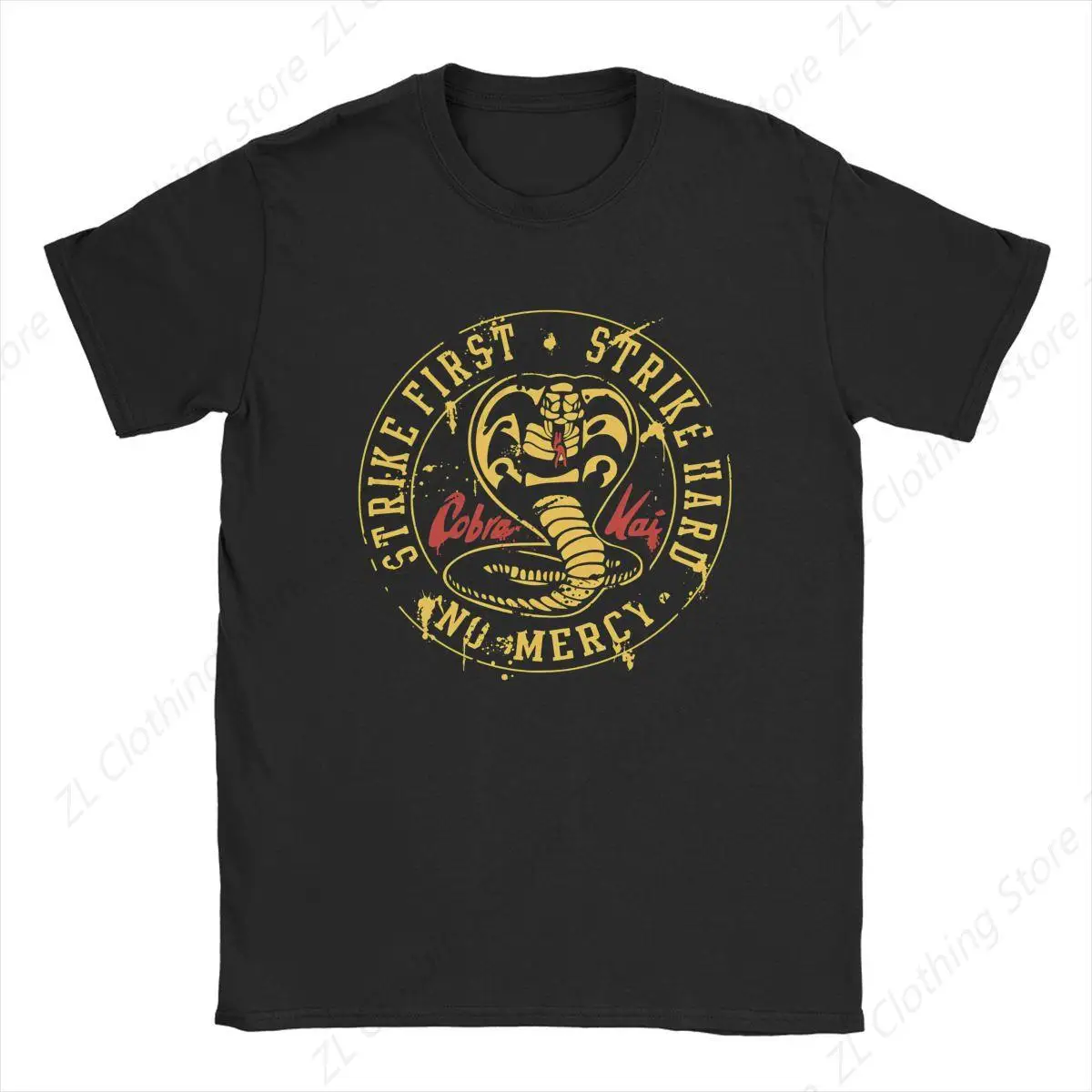 Cobra Kai 80s Movie T-Shirt for Men Snake Karate Film Novelty 100% Cotton Tees Round Neck Short Sleeve T Shirt New merchandise