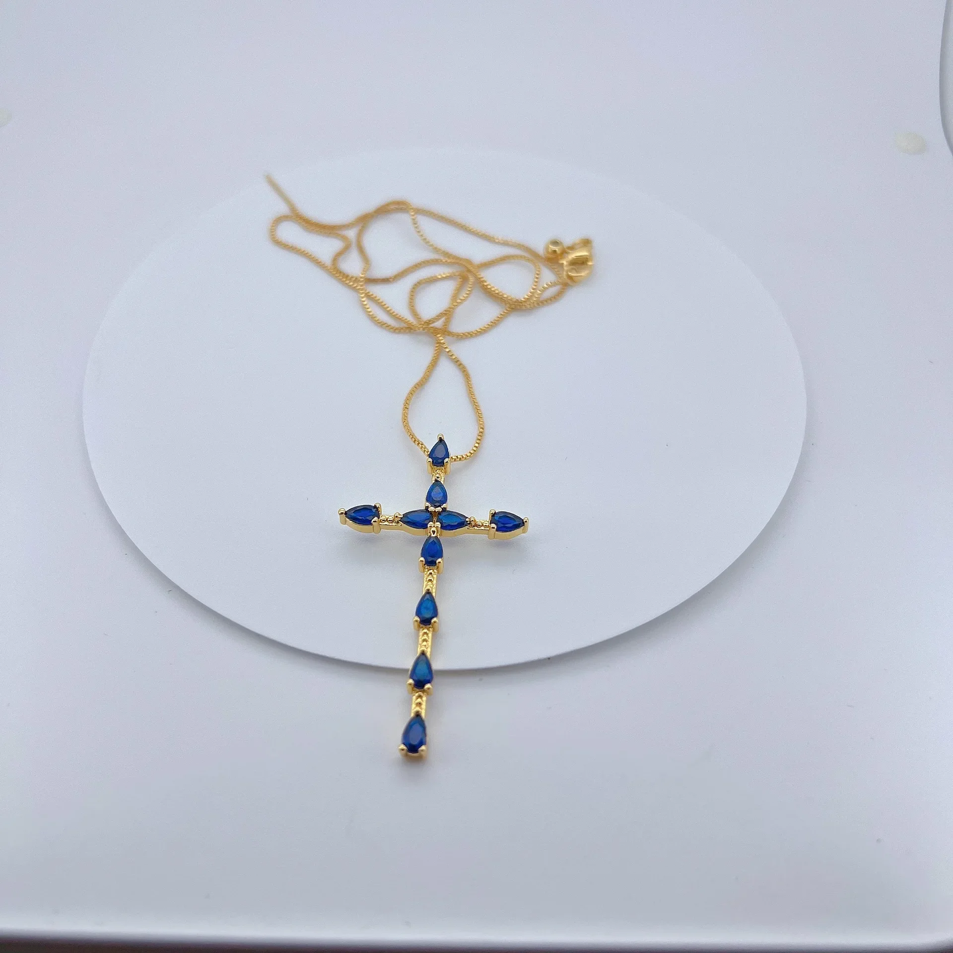 LJRIVER Color Zircon Cross Pendant for Diy Necklace Making Accessories Micro Inlay Copper Plating Jewelry 27*48mm Size Wholesale