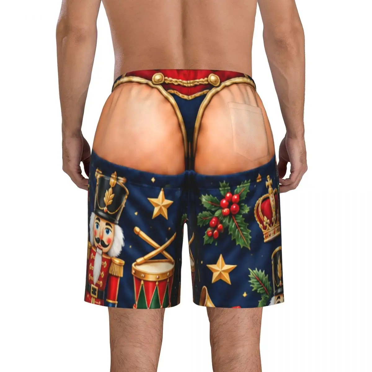 Merry Christmas Santa Claus Snowman Men's Swim Trunks Quick Dry Bathing Suit Board Shorts Mesh Lining Beach Swimwear