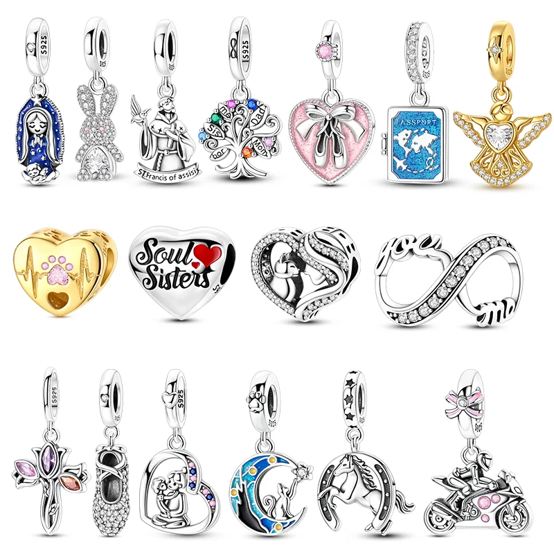 

New 925 Sterling Silver Charm Beads Moon Rabbit Passport Pendant For Original Bracelet Necklace Women DIY Gifts