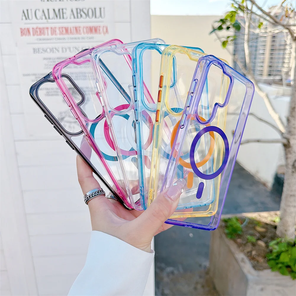 Luxury Transparent Hard PC Wireless Charging Magnetic For Magsafe Case For Samsung Galaxy S26 Plus Ultra Clear Shockproof Cover