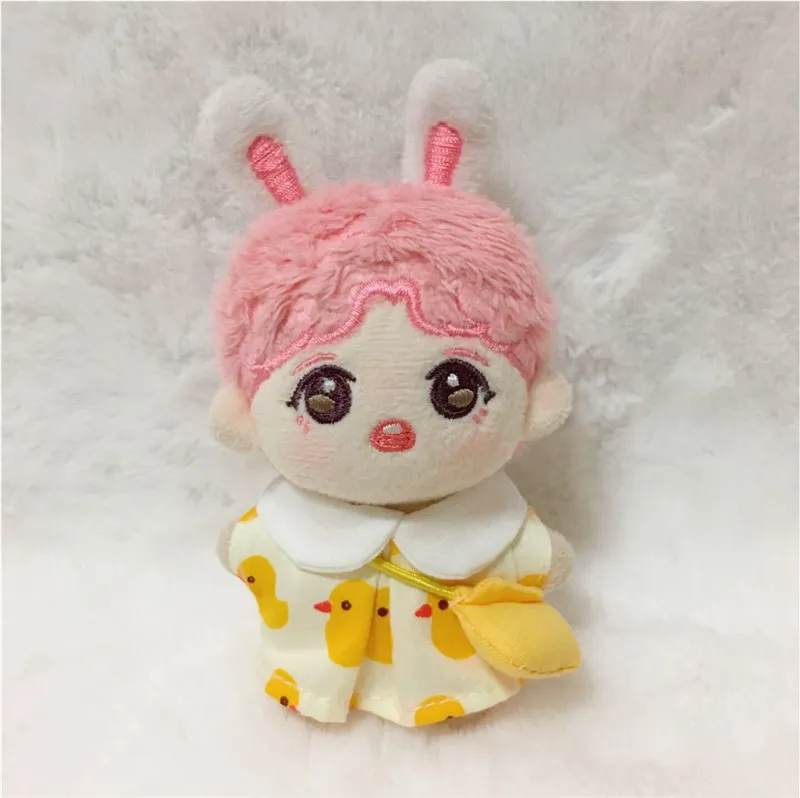 2Pc/set 10cm cotton cartoon doll clothes with bag handmade cute little duck dress plush doll gift korean popular COS set