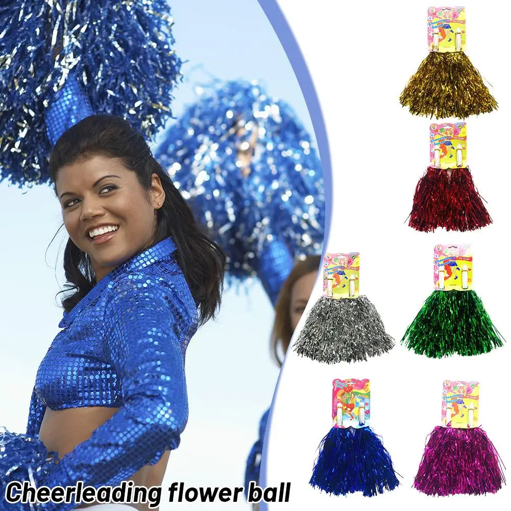 Pom-pom girl avec poignée, couleur jaune, rose, rouge, vert, bleu, pour danse à la main, pour femmes et filles, H5Y7
