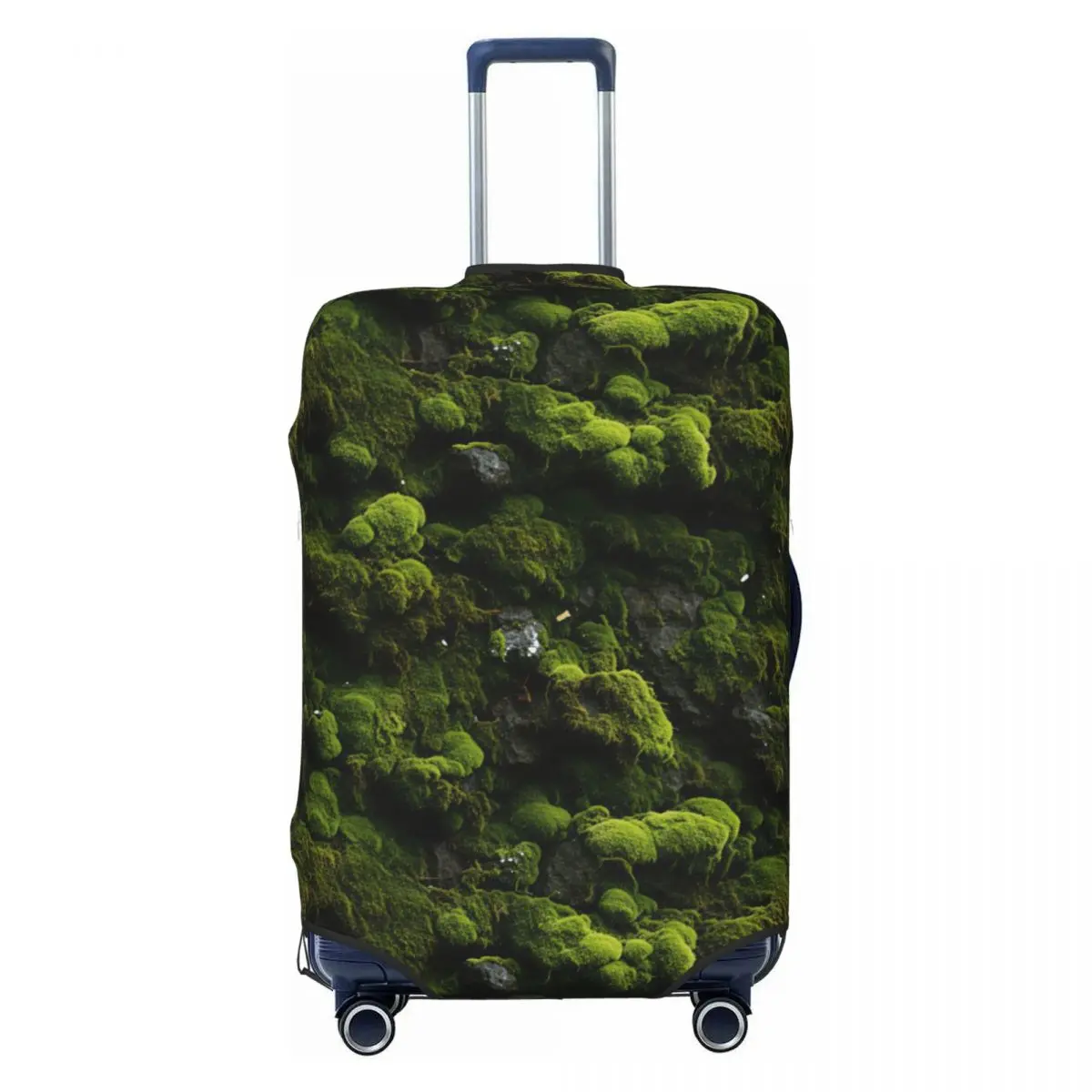 Plump Cushioned Moss On Dark Rock Print Travel Luggage Cover Elastic Suitcase Cover Protector Fit 18-32 Inch
