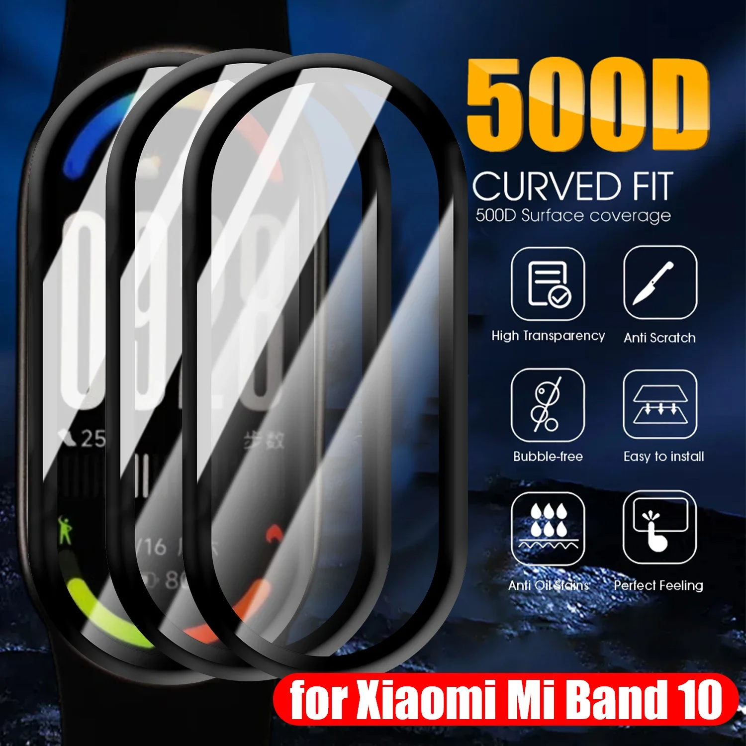 1-3PCS Flexible Screen Protectors For Xiaomi Mi band 10 Smartwatch TPU Films HD Anti-scratch Protective Cover For Xiaomi Band 10 - view 2