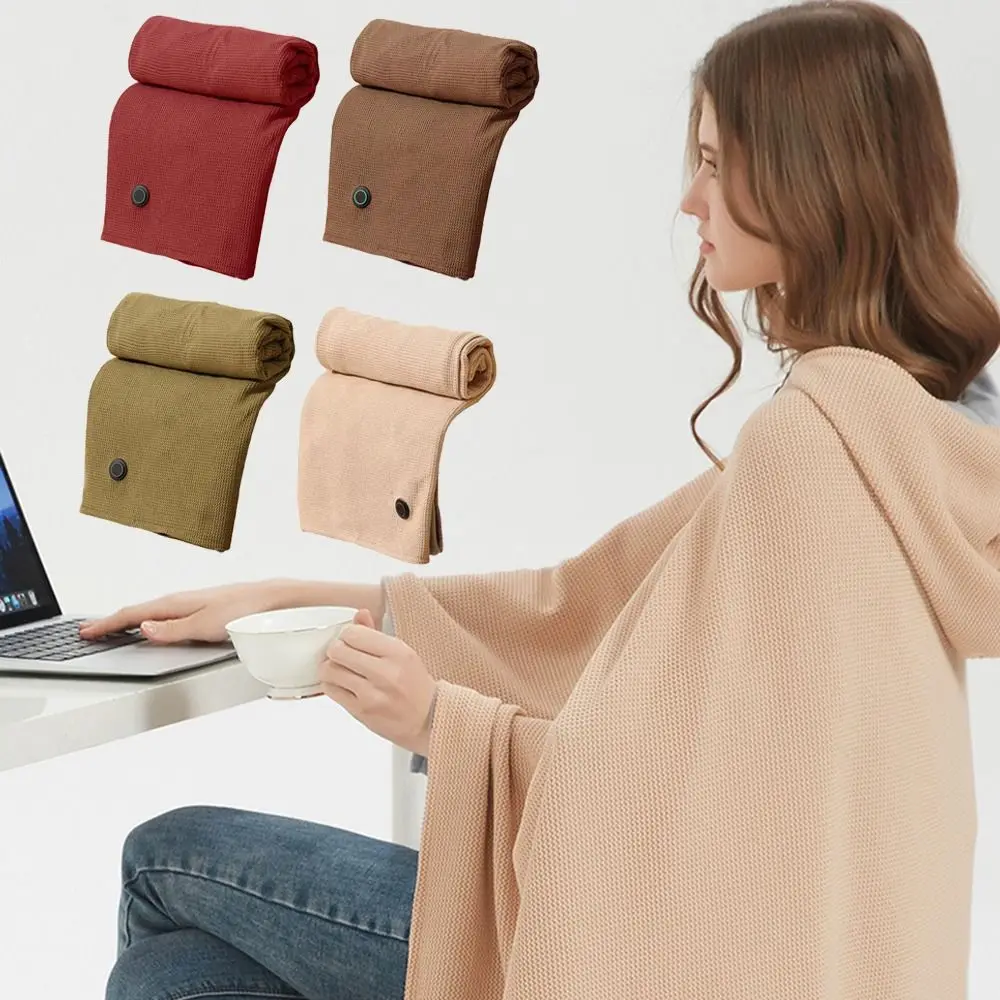 

Soft Zippered Electric Blanket with Hat Adjustable Washable Warm Heating Scarf 3 Heat Levels Quickly Heating Body Warmer Wrap