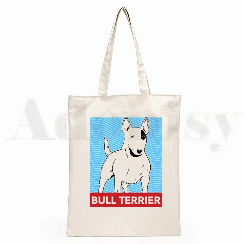 Bull Terrier Dog Pet Design Funny Graphic Hipster Cartoon Print Shopping Bags Girls Fashion Casual Pacakge Hand Bag