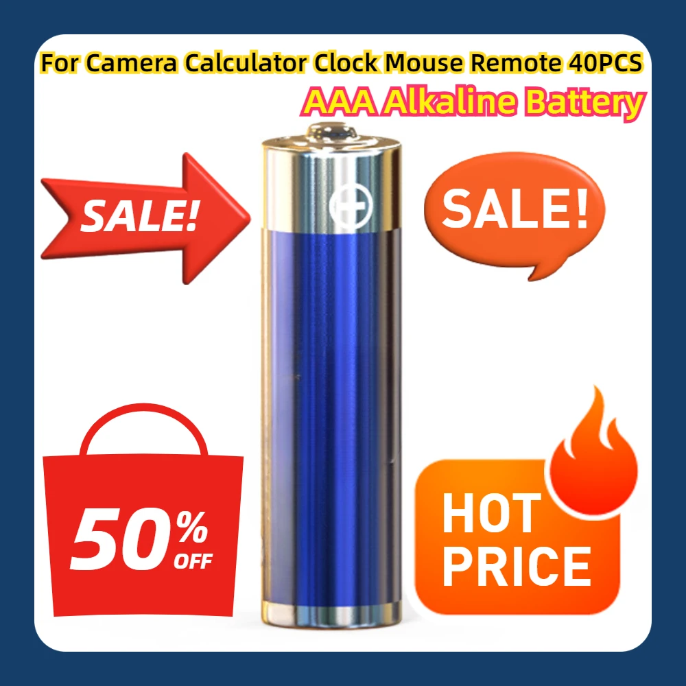 

For Camera Calculator Clock Mouse Remote 40PCS AAA Alkaline Battery Premium Grade Disposable Battery1.5v Triple A Dry Batteries