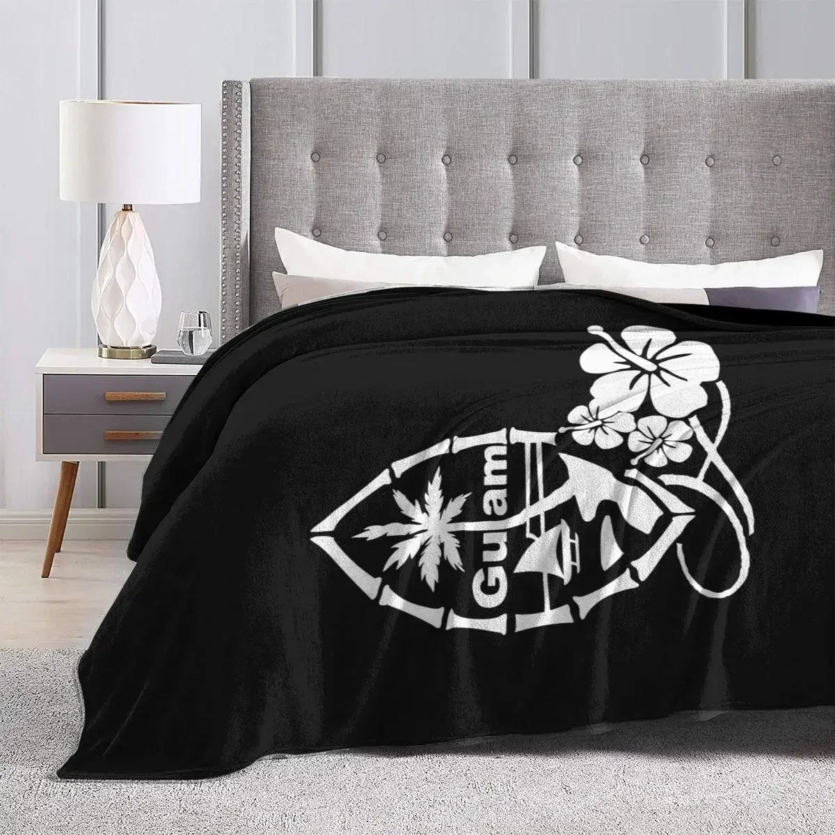 Guam Flower Hibiscus Decal Throw Blanket Soft Cozy Warm Micro Sherpa Flannel Blanket for Bed Sofa Couch Bedroom,gifts,All Season