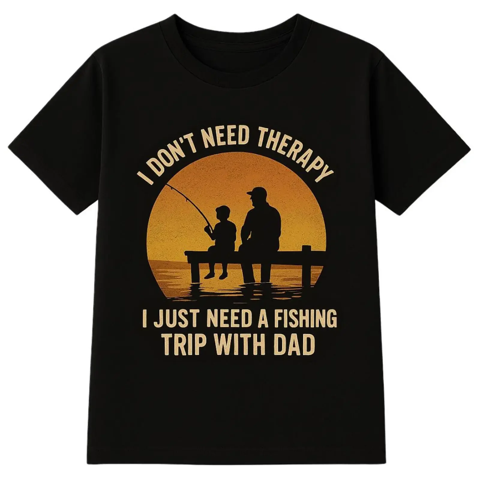 Camiseta para papá, Día del Padre, no necesito terapia, solo un viaje de pesca con papá_1 SweaT vintage, lavada, suave, transpirable, unisex