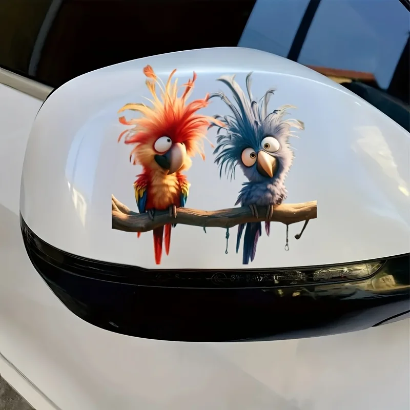 قطعة واحدة من ملصقات الببغاء الكرتونية الغريبية - مناسبة للسيارات وأجهزة الكمبيوتر المحمولة وحقائب السفر والمصدات والأسطح مثل النوافذ والطاولات #3