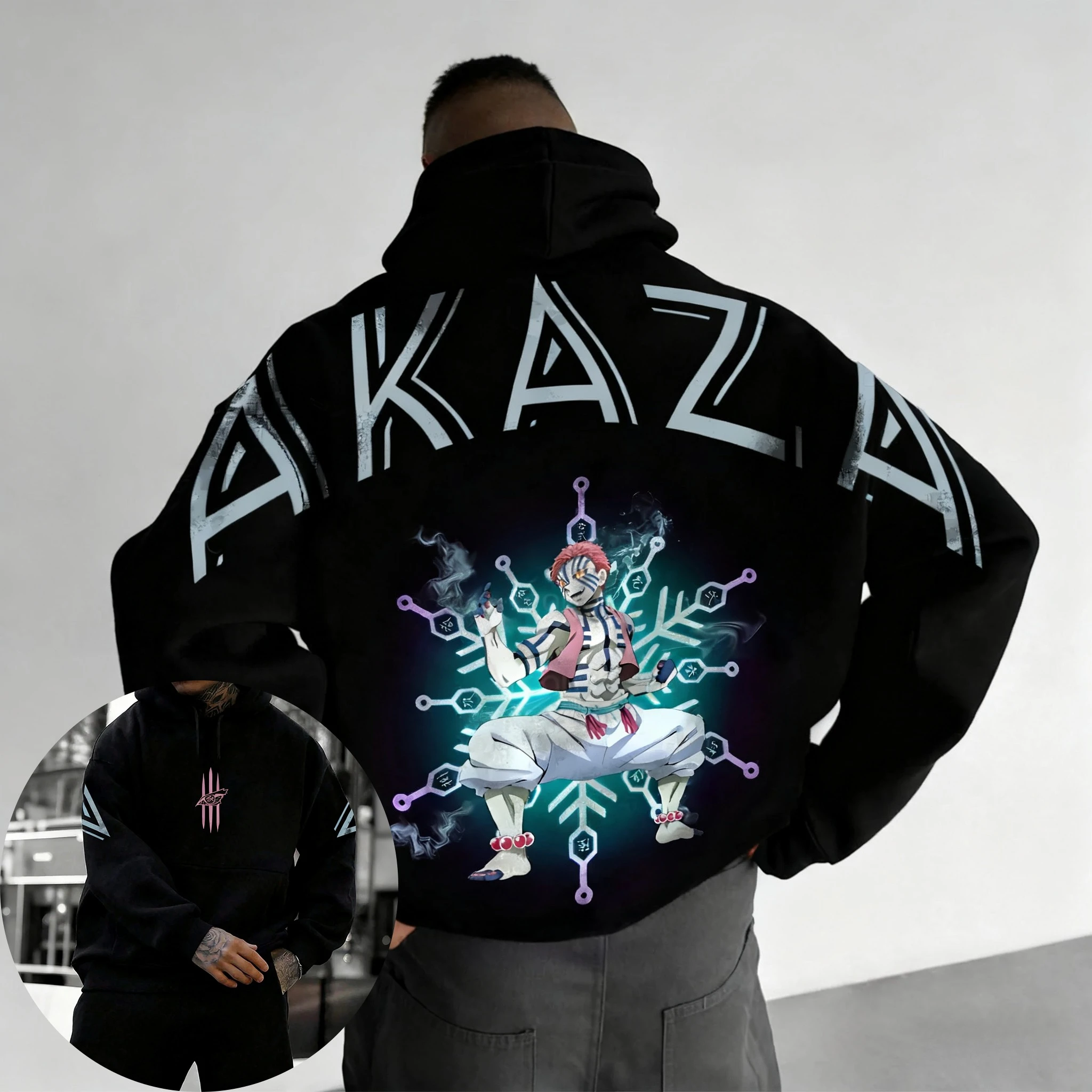 Demon Slayer Anime Painted Pattern Zipper Hoodie Men's and Women's Autumn/Winter New Harajuku Plus Size Casual Loose Y2K Top