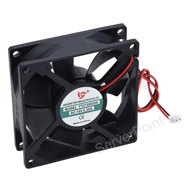 Original for YTD158025S DC 15V 0.35A 2-wire 80x80x25mm Server Cooling Fan