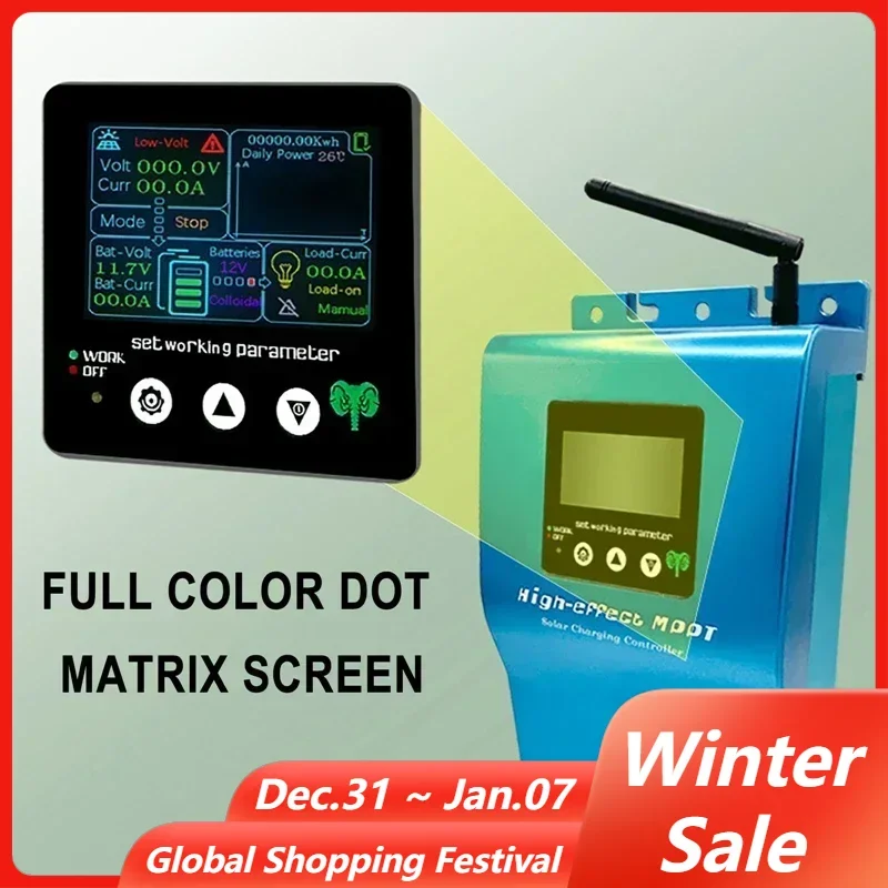 Full Color Dot Matrix Screen MPPT Solar Charge Controller 20A 40A 12/24/36/48/60V Auto 0V Startup Smart Repair Battery Regulator