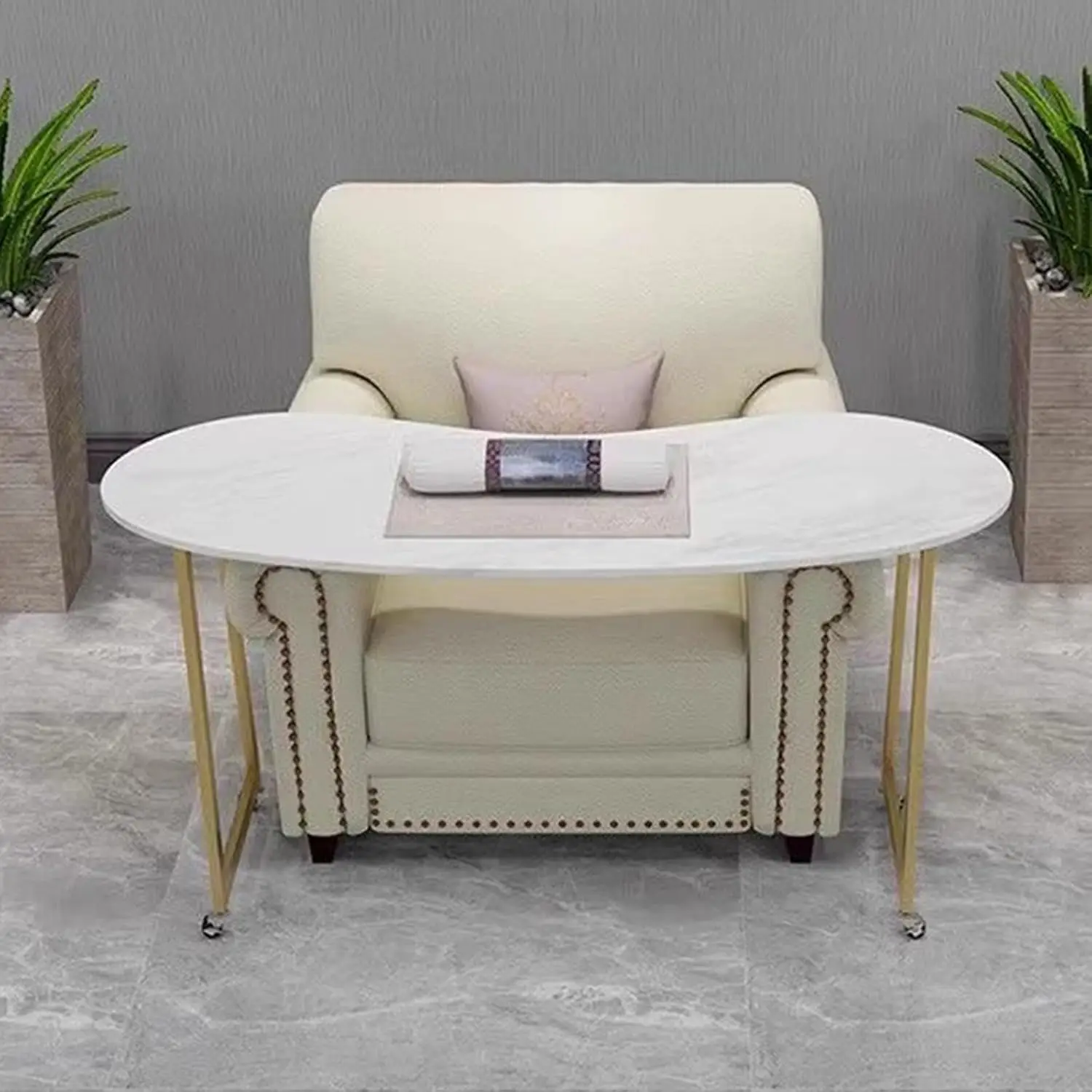 

Стол для маникюра на колесах, мраморный стол для маникюра, золотая металлическая подставка, для салона красоты и спа (105x40x70 см), на заказ