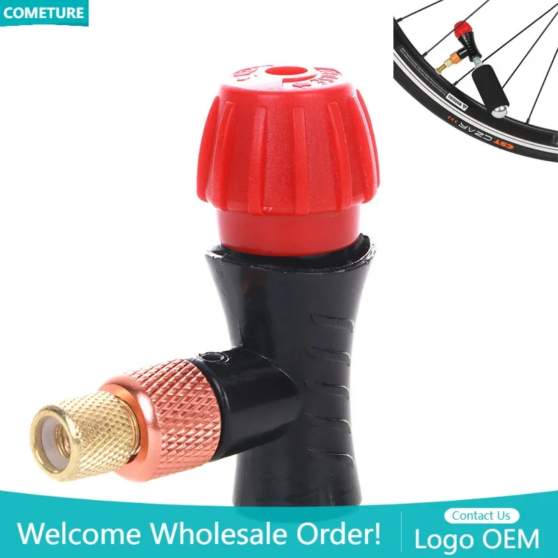 

2PCS Bicycle Air Pump Head CO2 Bike Inflator Portable Valve Head Compatible Fit Any Threaded Cartridges Bicycle Tire Pump