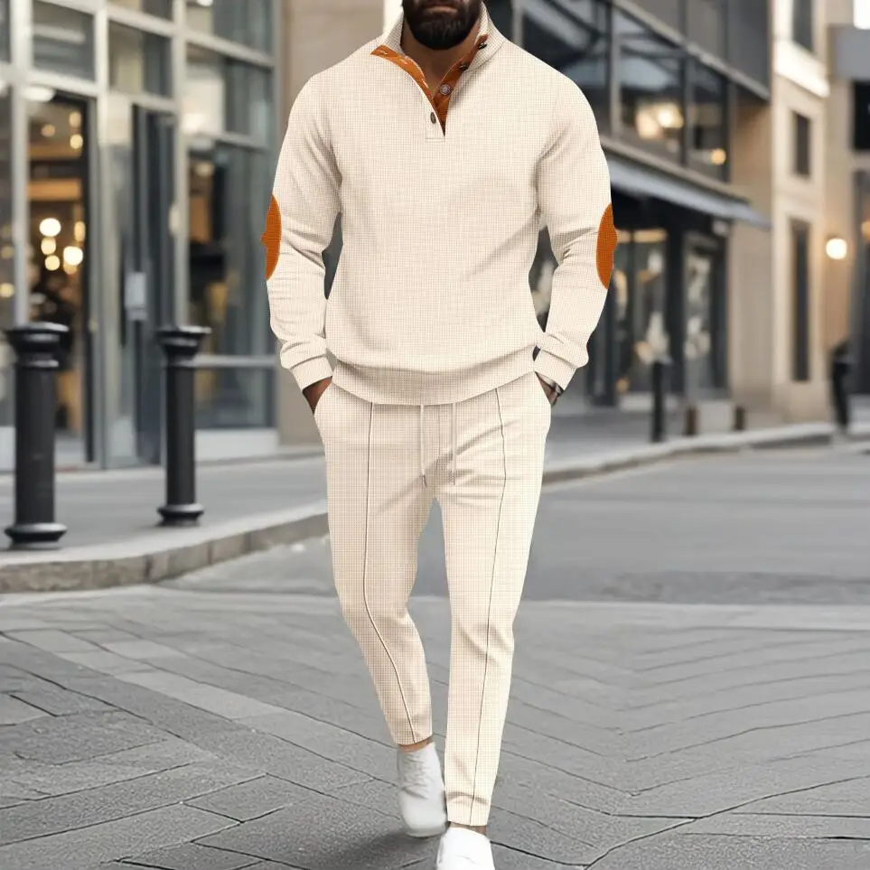 

Новый тренд, спортивный комплект из 2 предметов, простой модный дышащий деловой повседневный комплект с западной побережностью, мужской весенне-осенний комплект из 2 предметов