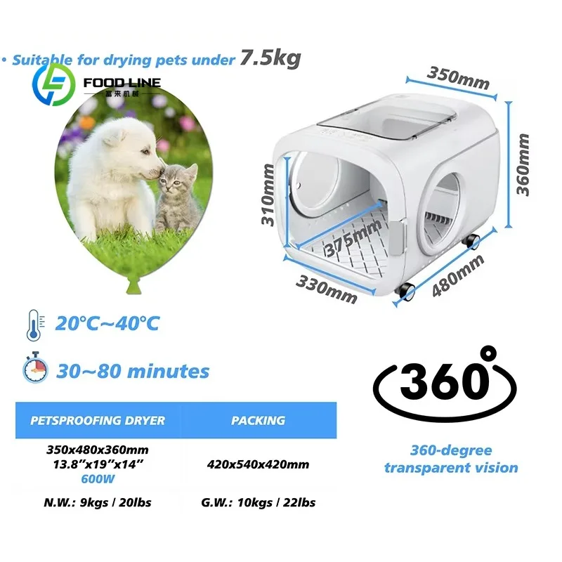 Customized Multifunctional Pet Dryer Quiet Smart Temperature Adjustment High Efficiency Drying Cabin for Pet Home Grooming Tool view 4