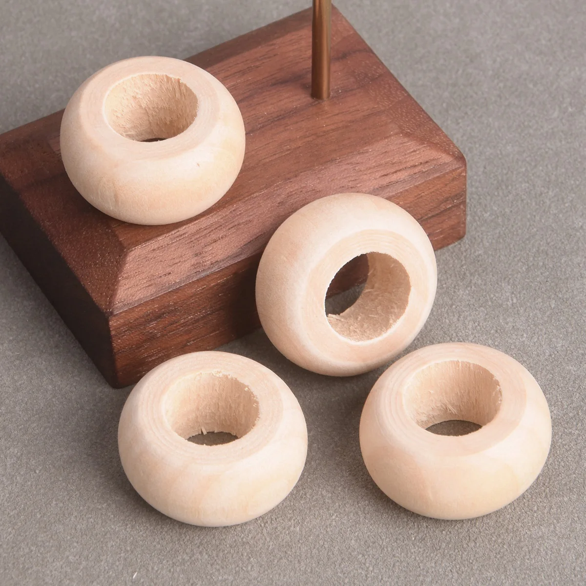 

5PCS Rondelle Shape 30mm Natural Wood Loose Big Hole Beads For Jewelry Making DIY Crafts Woodcraft Findings