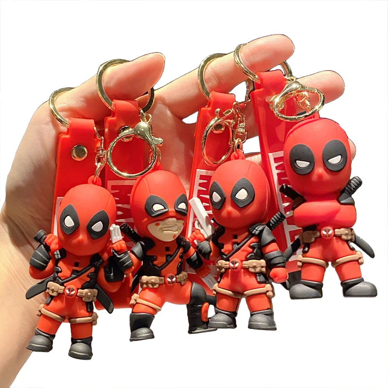 MINISO Anime Cartoon Marvel Captain America Spider-Man Deadpool Car Keychain Men Women Bag Pendant Children Birthday Gift