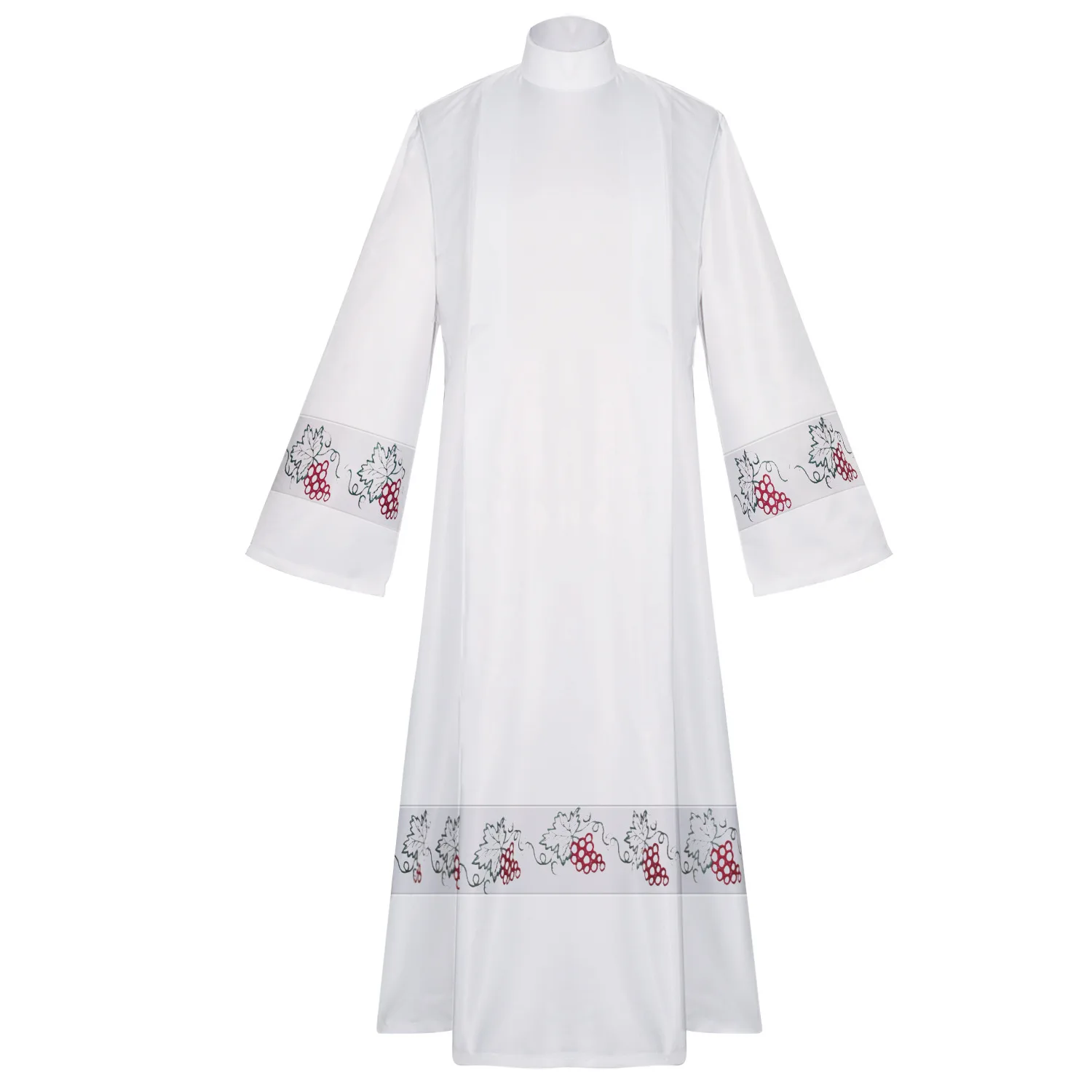 Church Clergy Uniform Medieval Grapevine Print Priest Mission Robe Long Dress Halloween Performance Cosplay Costume