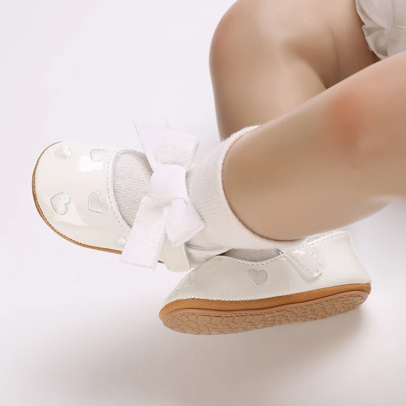 فالين سينا 0-18 أشهر الوليد فتاة بيضاء أحذية المعمودية القوس عدم الانزلاق المطاط لينة وحيد شقة بولي First Walker الأولى ماري جينس