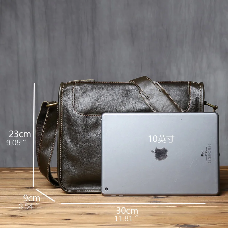 Nzpj Vintage Echt leder Herren Umhängetasche natürliche Rindsleder Umhängetasche lässig Herren Rucksack für 11 Zoll iPad – Detail 2