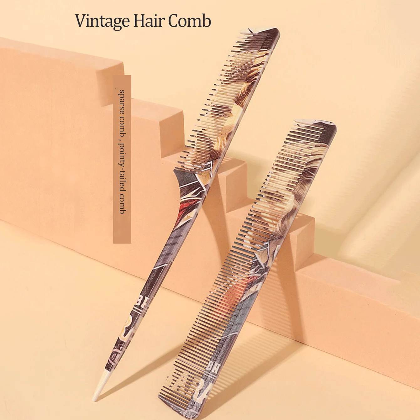 

Hairdressing Comb Set, Pattern Design Sharp Tail Comb, Pattern Density Double Toothed Partition Comb, special for real hair wigs