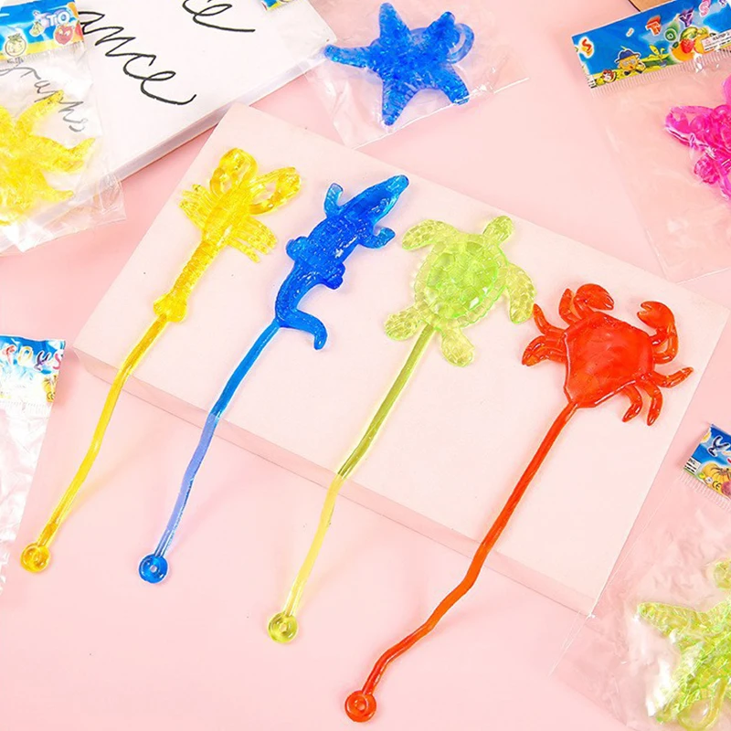 10-20pcs/bag Cute Ocean Animal Sticky Stretchable Sticky Toys Kids Birthday Gifts Party Favors Guest Gifts School Goodie Fille