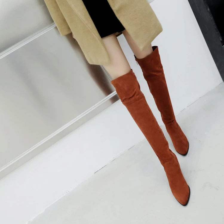 Oversize Large size Big size Autumn and winter boots  Pointed toe Thick Heel winter boots for women  Comfortable