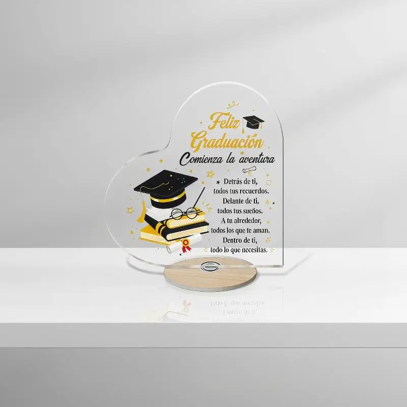 Graduation Party Decoration 2D Acrylic Heart Rotating Ornament Single Piece Transparent Desktop Display Ornament