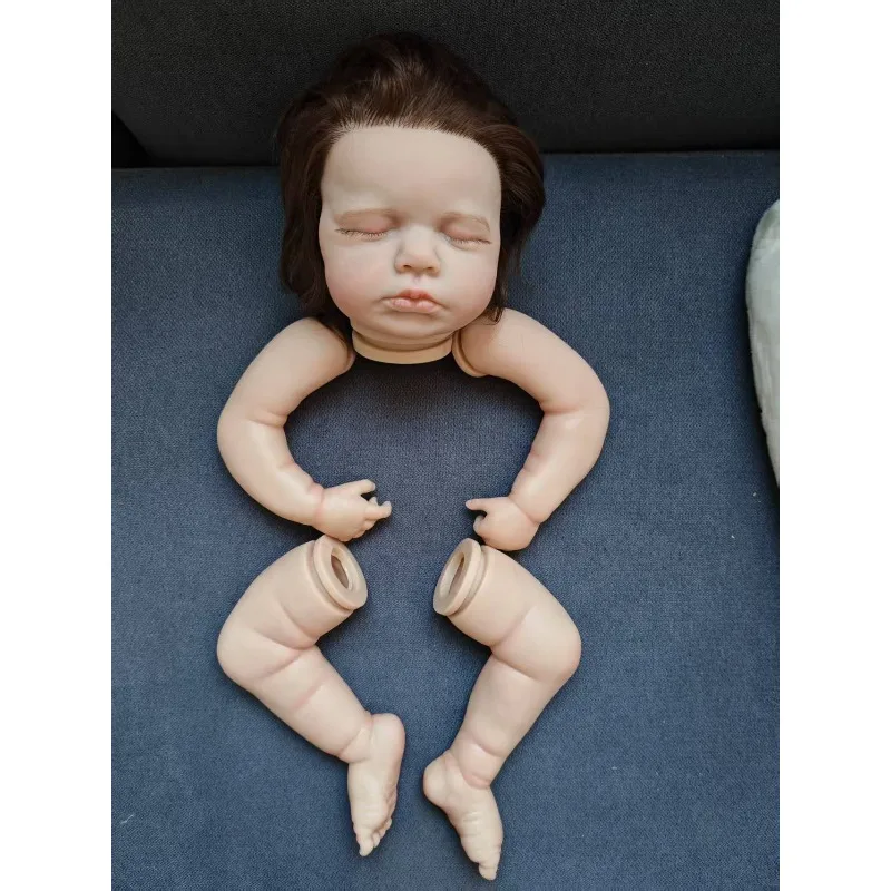 

19inch 48cm Unfinished Reborn Doll Kit Loulou Sleeping DIY Doll Parts with Hand Rooted Hair