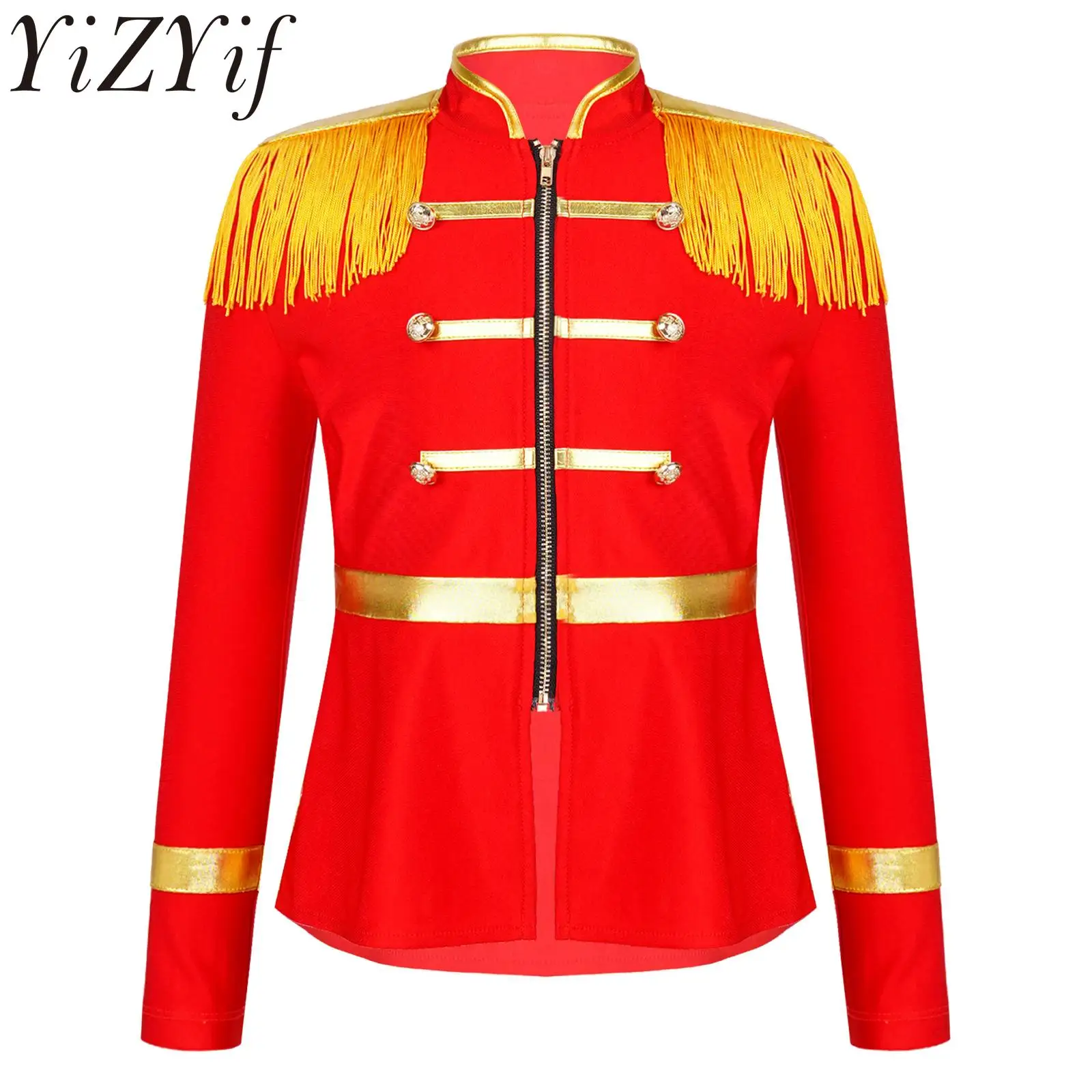 Boys Girls Halloween Drum Majorette Marching Band Costume for Boys Girls Long Sleeve Tassels Jacket Royal Guard Parade Show Coat